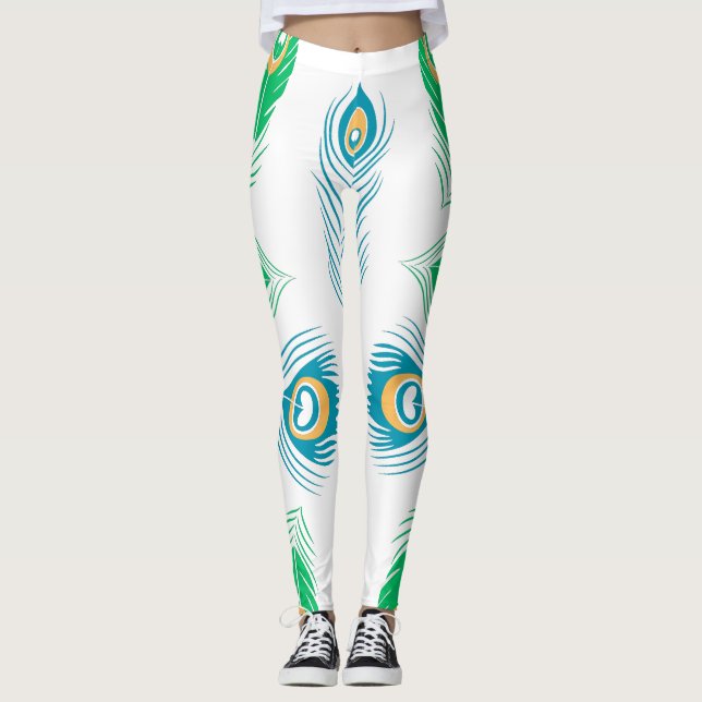 Kvinnor Peacock Feathers Colorful Leggings (Framsida)