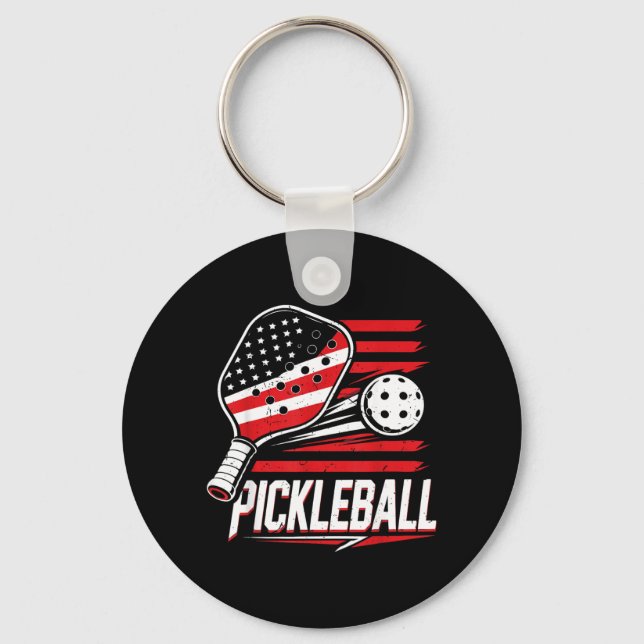 Kvinnor Pickleball 4 juli amerikansk flagga Nyckelring (Framsida)
