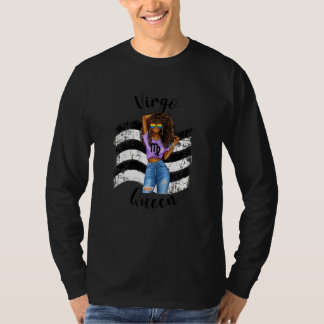 Kvinnor Rak Ally Black Women Våg Queen Zodia T Shirt