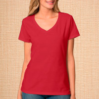 Kvinnor Red V-Nacke T-Shirt/Anpassa