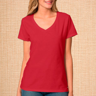 Kvinnor Red V-Nacke T-Shirt/Anpassa T Shirt
