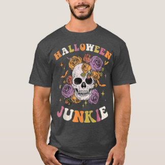 Kvinnor Retro Groovy Taloky Hippy Halloween Blommi T Shirt