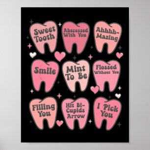 Kvinnor Retro Tandvård Tand Valentine Godis Tandhy Poster