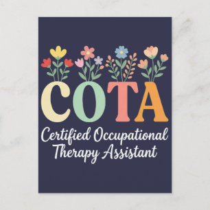 kvinnor rolig blommig COTA Certified Occupational Vykort