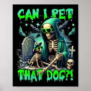Kvinnor Rolig Hund Älskare Skelett Halloween Hund Poster