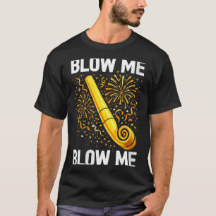 Kvinnor Roligt Blås Mig Kyss Mig Gott Nytt År Par T Shirt