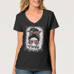 Kvinnor Rosa Leopard Mamma Life Bleached Mors dag T Shirt