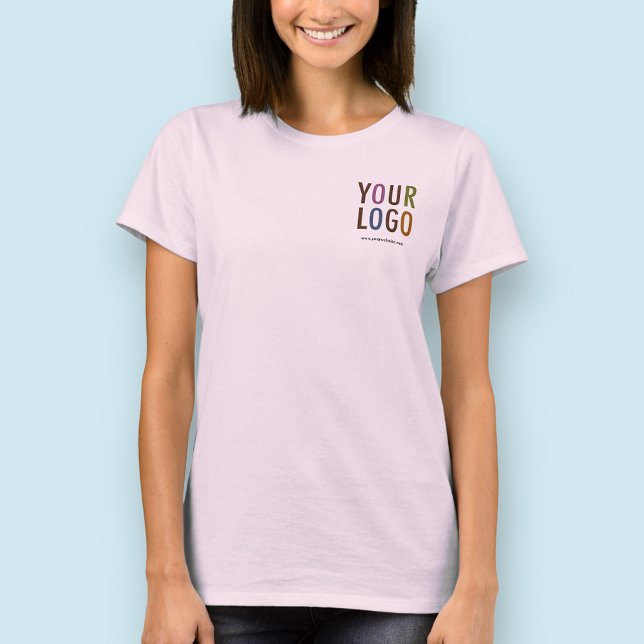 Kvinnor Rosa Polo Shirt med Anpassningsbar Logotyp T Shirt (MISOOK Women’s Pink T-Shirt with Logo)