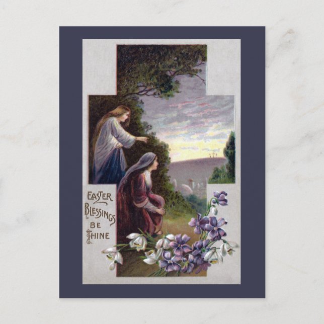 Kvinnor ser tre Kor på Calvary Vykort (Framsida)