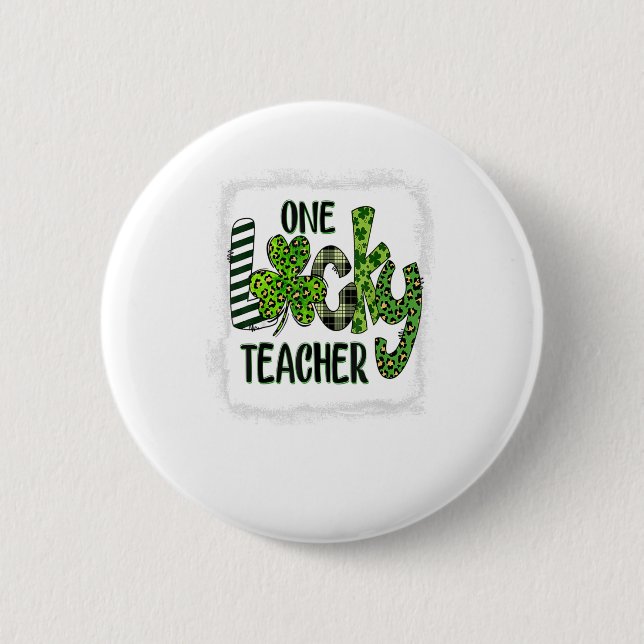 Kvinnor Shamrock One Lucky Teacher St Patrick Knapp (Framsida)