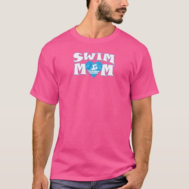 Kvinnor Simma Mamma Hjärta Formad Pool Vatten Simm T Shirt (Framsida)