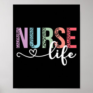 Kvinnor Sjuksköterska Life Rn lpn Cna Leopard Nurs Poster