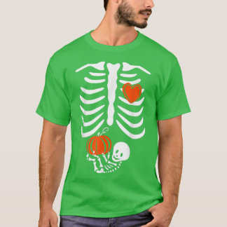 Kvinnor Skeleton Baby Gravida Xray Rib Cage HallSk T Shirt
