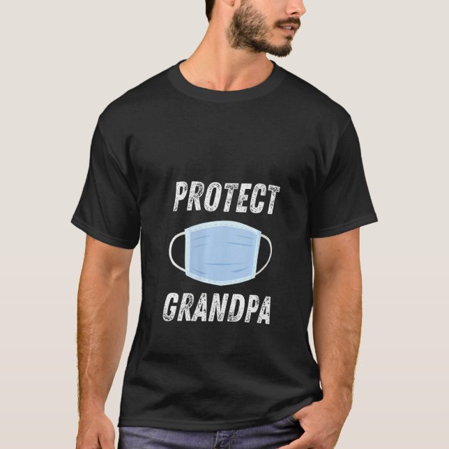 KVINNOR Skydda Grandpa Ansikte Mask Social Distanc T Shirt (Framsida)
