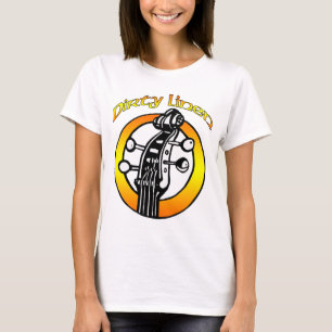 Kvinnor smutsar ner linnelogotyporangen & gult t-shirt