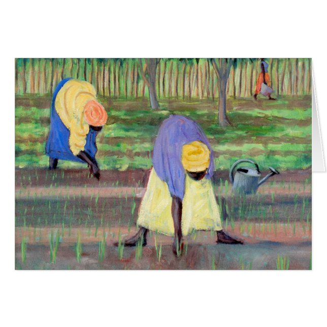 Kvinnor som arbeta i trädgården 2005 hälsningskort (Framsidan Horizontal)