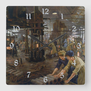 Kvinnor som arbetar på en ammunitionsfabrik WW1 19 Fyrkantig Klocka
