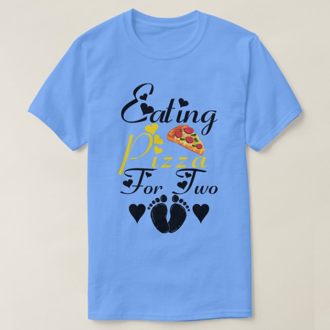 Kvinnor som äter pizza för två Gravider Announ T Shirt (Design framsida)