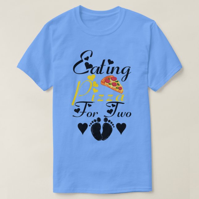 Kvinnor som äter pizza för två Gravider Announ T Shirt (Design framsida)