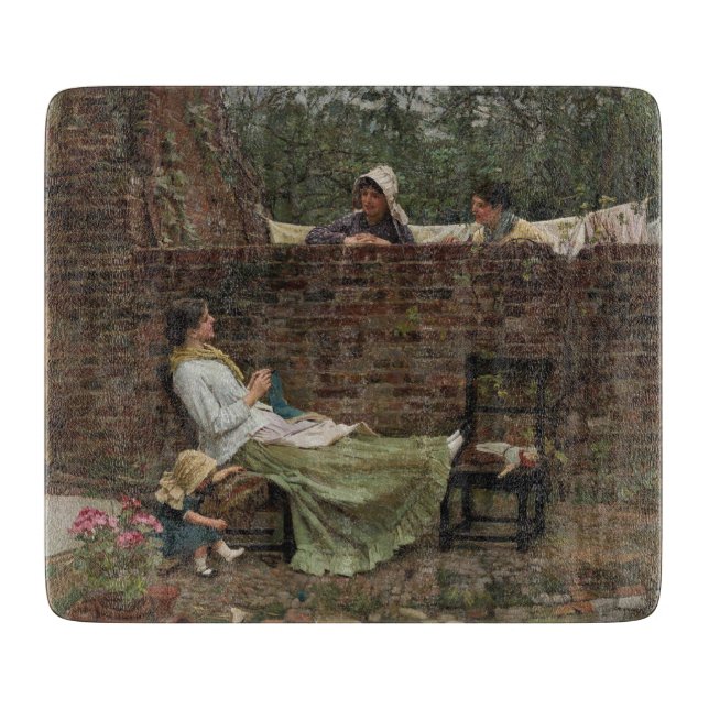 Kvinnor som chattar över trädgårdsmuren (Gossip) (Framsidan)