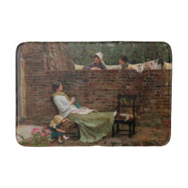 Kvinnor som chattar över trädgårdsmuren (Gossip) Badrumsmatta