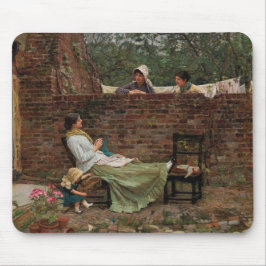 Kvinnor som chattar över trädgårdsmuren (Gossip) Musmatta