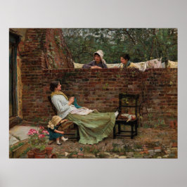 Kvinnor som chattar över trädgårdsmuren (Gossip) Poster