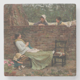 Kvinnor som chattar över trädgårdsmuren (Gossip) Stenunderlägg