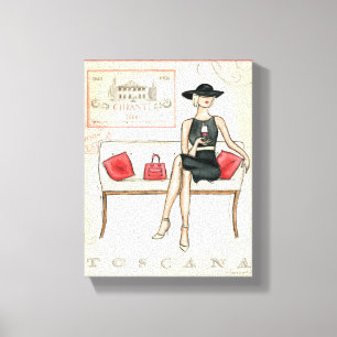 Kvinnor som dricker Red Vin Canvastryck