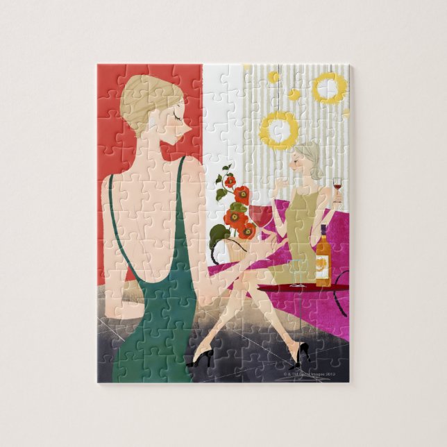 Kvinnor som dricker Vin Pussel (Vertikal)