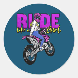 Kvinnor som en tjej Dirt Bike Women Motocross Runt Klistermärke