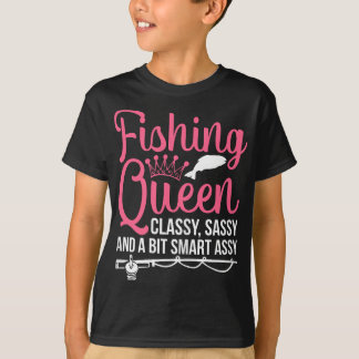 Kvinnor som fiskar efter flickfiskstrupe t shirt
