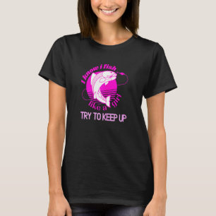 Kvinnor som fiskar flicka försöker Behålla upp T Shirt