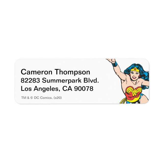  kvinnor som flyger framåt returadress etikett (Framsidan)