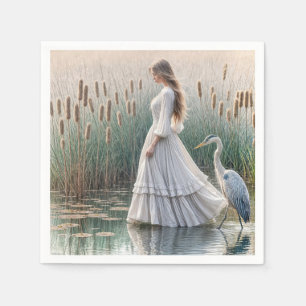 Kvinnor som går med Blue Heron Pappersservett