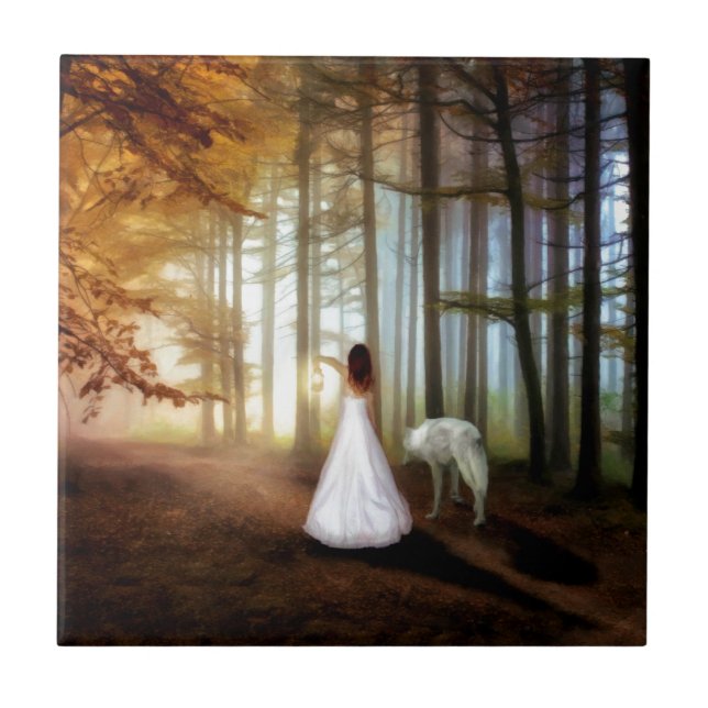 Kvinnor som går med Varg Kakelplatta (Framsidan)