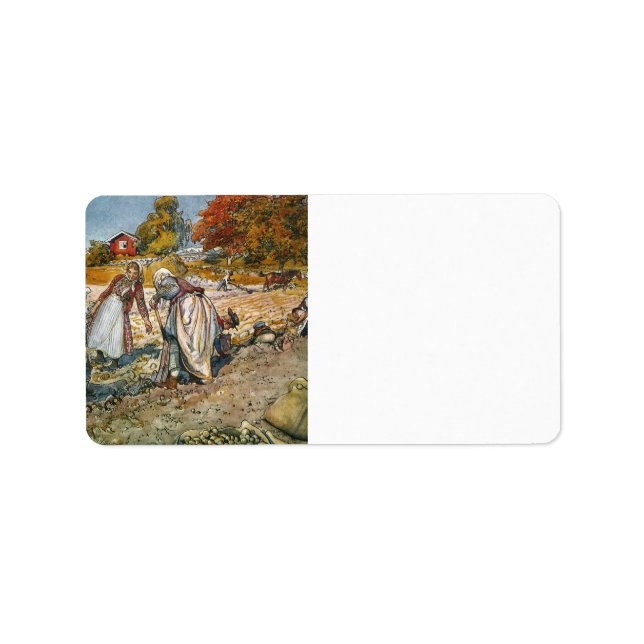 Kvinnor som Gräver potatis Adressetikett (Framsidan)