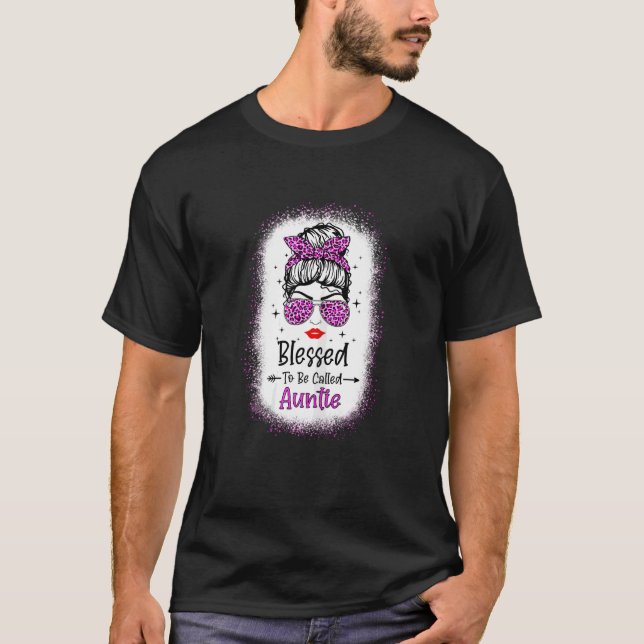 Kvinnor som kallas Auntie Leopard Messy B T Shirt (Framsida)