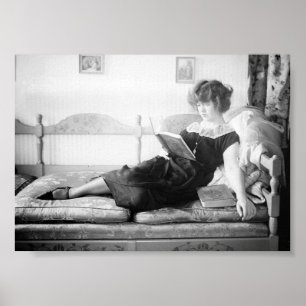 Kvinnor som läser en Bok, Vintage Poster