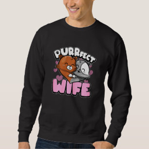 Kvinnor som matchar par Cat Pun-Perfekt Wive Cute Lång Ärmad Tröja