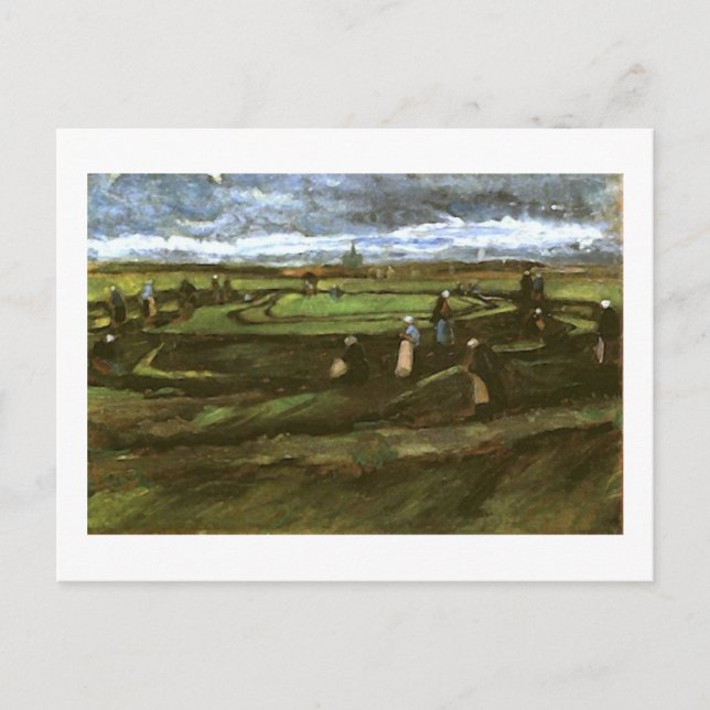 Kvinnor som möts av näset i Dunes Van Gogh Fine Ar Vykort (Framsida)