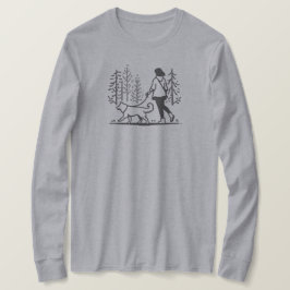 Kvinnor som passerar hennes Hund genom Träd - Lång T Shirt