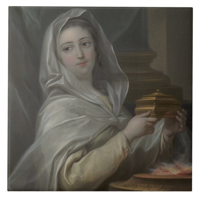 Kvinnor som porträtteras som ett Vestal Virgin (ti Kakelplatta (Framsidan)