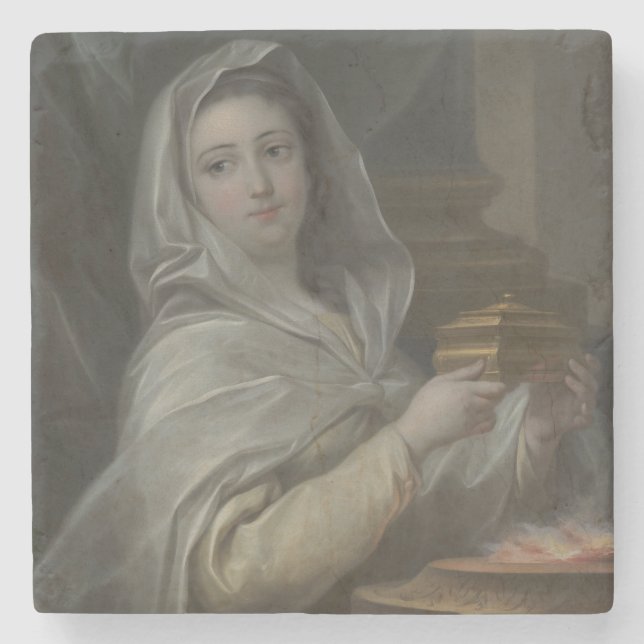 Kvinnor som porträtteras som ett Vestal Virgin (ti Stenunderlägg (Framsidan)