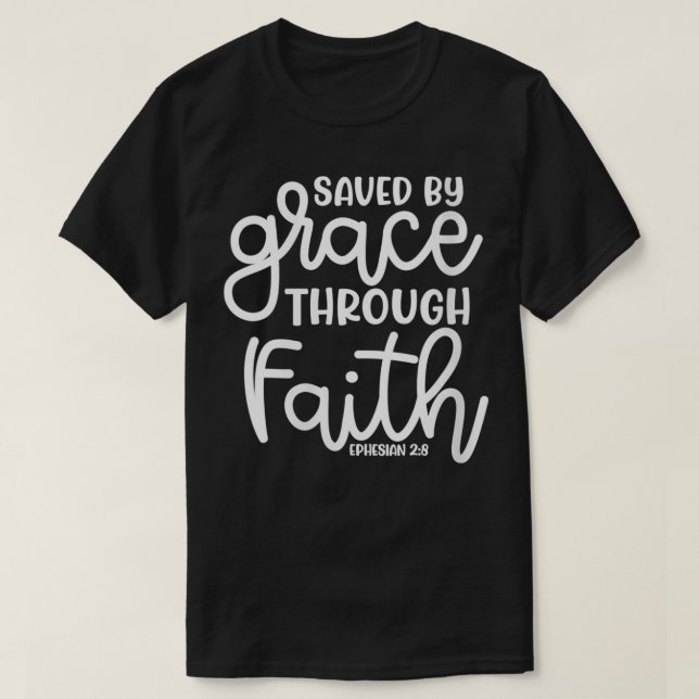 Kvinnor som räddas av Grace genom kristet ljus T Shirt (Design framsida)