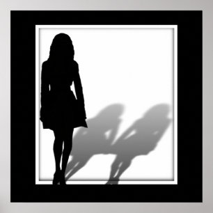 Kvinnor som saknar Woman Silhouette Poster