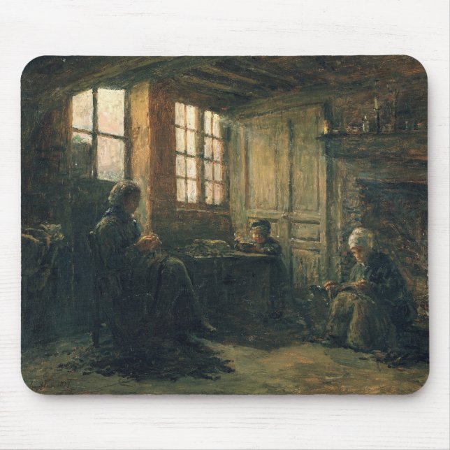 Kvinnor som sliter linnet, Honfleur, 1877 Musmatta (Framsidan)