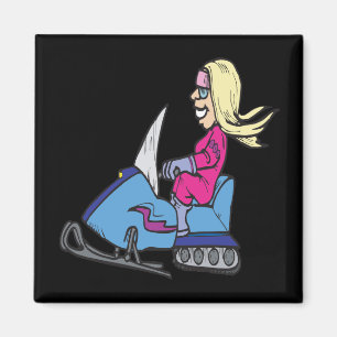 Kvinnor som Snowmobiling Magnet