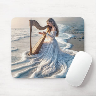 Kvinnor som spelar en harp i Vatten vid havet Musmatta