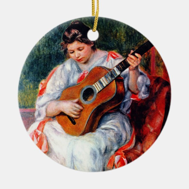 Kvinnor som spelar Guitar av Pierre Renoir Julgransprydnad Keramik (Framsidan)